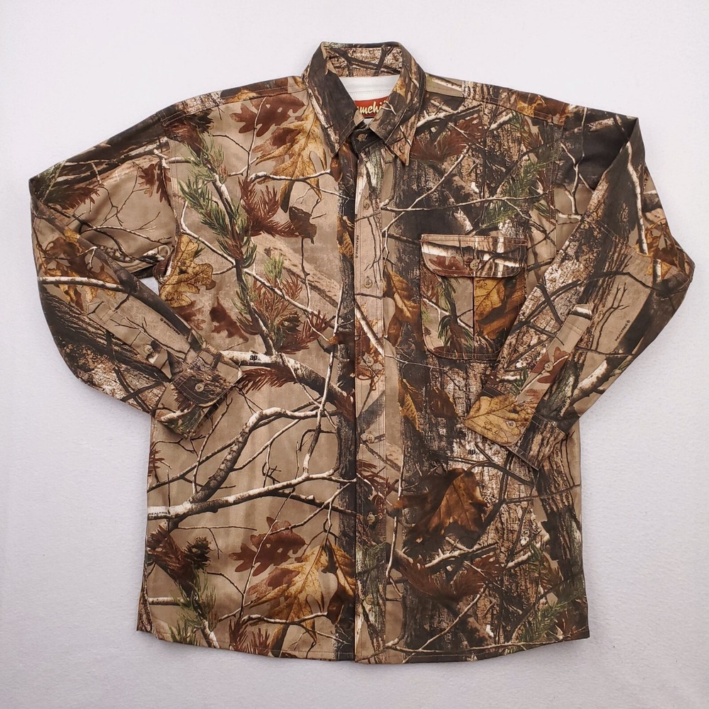 Gamehide Shirt Mens Medium Realtree Camo Button Up Heavyweight Canvas Hunting